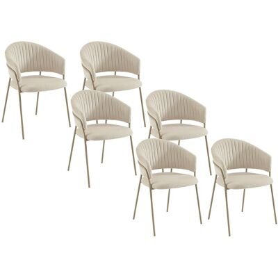 Vente-unique Stuhl 6er-Set - Texturierter Stoff & Metall - Beige - MADOLIA von Pascal MORABITO Vente-unique Stuhl 6er-Set - Texturierter Stoff & Metall - Beige - MADOLIA von Pascal MORABITO