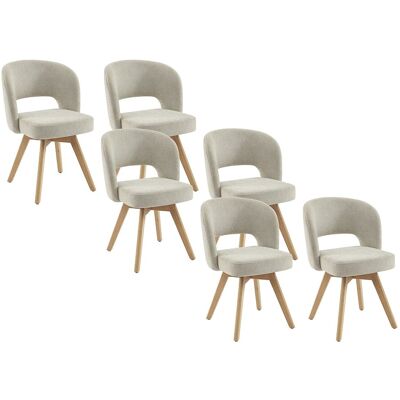 Vente-unique Set aus 6 drehbaren Stühlen aus Stoff & Eichenholz – Creme – GUSTAVY Vente-unique Set aus 6 drehbaren Stühlen aus Stoff & Eichenholz – Creme – GUSTAVY