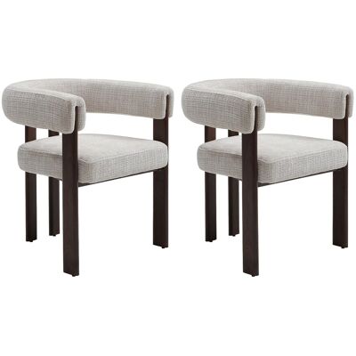 Vente-unique 2er-Set Stühle aus strukturiertem Stoff und Metall in Holzoptik - Beige und Dunkelbraun - VOLOSKA Vente-unique 2er-Set Stühle aus strukturiertem Stoff und Metall in Holzoptik - Beige und Dunkelbraun - VOLOSKA