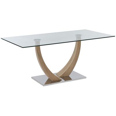 Vente-unique Esstisch für 6 Personen - Sicherheitsglas, MDF & Edelstahl - Helle Holzfarben - MELODIE II Vente-unique Esstisch für 6 Personen - Sicherheitsglas, MDF & Edelstahl - Helle Holzfarben - MELODIE II
