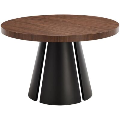 Vente-unique Ausziehbarer Esstisch für 4 bis 12 Personen aus MDF und Metall Schwarz - Naturfarben dunkel JARELIA Vente-unique Ausziehbarer Esstisch für 4 bis 12 Personen aus MDF und Metall Schwarz - Naturfarben dunkel JARELIA