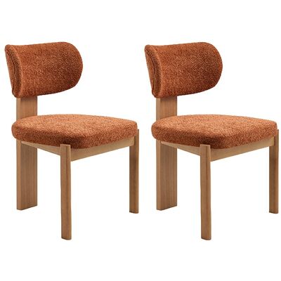 Vente-unique 2er-Set Stühle aus Bouclé-Stoff und Kautschukholz - Terracotta WILANA Vente-unique 2er-Set Stühle aus Bouclé-Stoff und Kautschukholz - Terracotta WILANA