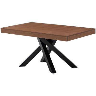 Vente-unique Esstisch ausziehbar für 6 bis 10 Personen aus MDF und Metall - Naturfarben dunkel und Schwarz CATONAV Vente-unique Esstisch ausziehbar für 6 bis 10 Personen aus MDF und Metall - Naturfarben dunkel und Schwarz CATONAV