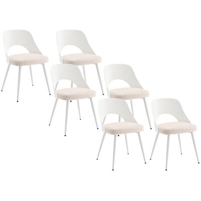 Vente-unique 6er-Set Stühle aus Polypropylen, Strukturstoff und Metall - Weiß und Beige IRELINA Vente-unique 6er-Set Stühle aus Polypropylen, Strukturstoff und Metall - Weiß und Beige IRELINA