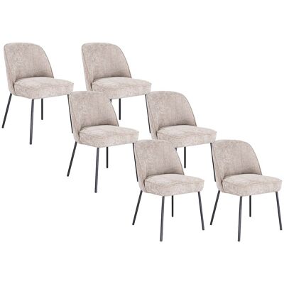 Vente-unique 6er-Set Stühle aus strukturiertem Stoff und Schwarzem Metall - Beige - MIRUBA Vente-unique 6er-Set Stühle aus strukturiertem Stoff und Schwarzem Metall - Beige - MIRUBA