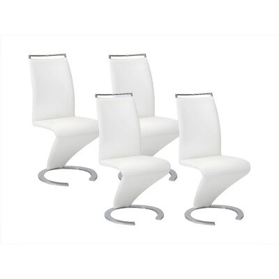 Vente-unique Stuhl Freischwinger 4er-Set - Kunstleder - Weiß - TWIZY Vente-unique Stuhl Freischwinger 4er-Set - Kunstleder - Weiß - TWIZY