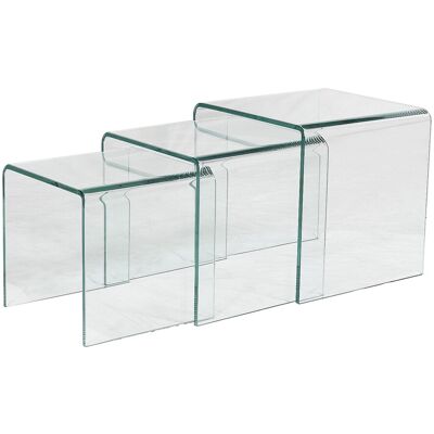 Vente-unique Beistelltisch 3er-Set - gebogenes Glas - MINKA Vente-unique Beistelltisch 3er-Set - gebogenes Glas - MINKA