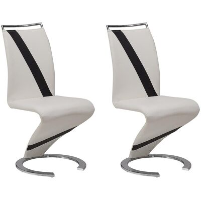 Vente-unique Stuhl Freischwinger 2er-Set - Kunstleder - Weiß & Schwarz - TWIZY Vente-unique Stuhl Freischwinger 2er-Set - Kunstleder - Weiß & Schwarz - TWIZY
