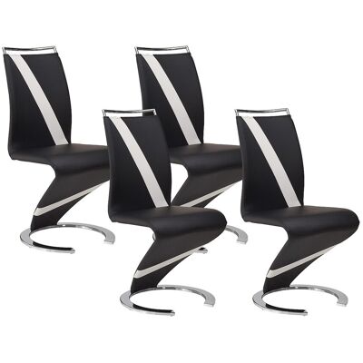 Vente-unique Stuhl Freischwinger 4er-Set - Kunstleder - Schwarz & Weiß - TWIZY Vente-unique Stuhl Freischwinger 4er-Set - Kunstleder - Schwarz & Weiß - TWIZY