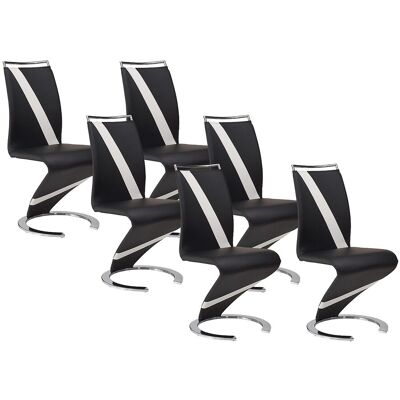 Vente-unique Stuhl Freischwinger 6er-Set - Kunstleder - Schwarz & Weiß - TWIZY Vente-unique Stuhl Freischwinger 6er-Set - Kunstleder - Schwarz & Weiß - TWIZY