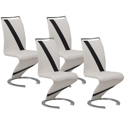 Vente-unique Stuhl Freischwinger 4er-Set - Kunstleder - Weiß & Schwarz - TWIZY Vente-unique Stuhl Freischwinger 4er-Set - Kunstleder - Weiß & Schwarz - TWIZY