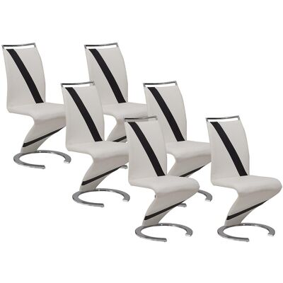 Vente-unique Stuhl Freischwinger 6er-Set - Kunstleder - Weiß & Schwarz - TWIZY Vente-unique Stuhl Freischwinger 6er-Set - Kunstleder - Weiß & Schwarz - TWIZY