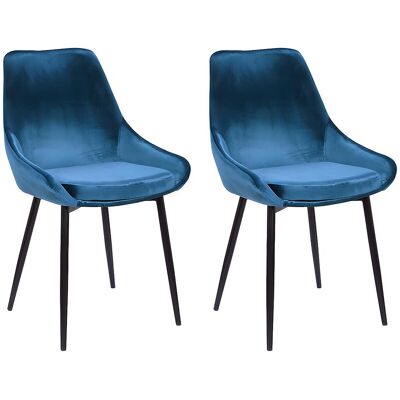 Vente-unique Stuhl 2er-Set - Samt & Schwarzes Metall - Dunkelblau - MASURIE Vente-unique Stuhl 2er-Set - Samt & Schwarzes Metall - Dunkelblau - MASURIE
