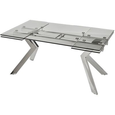Vente-unique Esstisch ausziehbar - 6 bis 8 Personen - Sicherheitsglas & Metall - VELIKA Vente-unique Esstisch ausziehbar - 6 bis 8 Personen - Sicherheitsglas & Metall - VELIKA