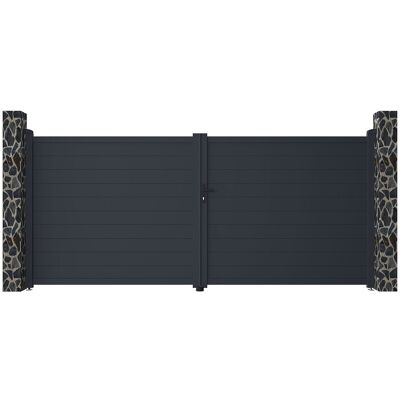 Vente-unique Gartentor Flügeltor Doppeltor mit Torantrieb - 397 x 181 cm - voll - Aluminium - Anthrazit - NAZARIO Vente-unique Gartentor Flügeltor Doppeltor mit Torantrieb - 397 x 181 cm - voll - Aluminium - Anthrazit - NAZARIO