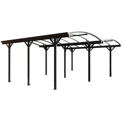 Vente-unique Freistehender überdachter Doppel-Carport - für 2 Fahrzeuge - 30 m² - Aluminium - Anthrazitgrau - BARESA Vente-unique Freistehender überdachter Doppel-Carport - für 2 Fahrzeuge - 30 m² - Aluminium - Anthrazitgrau - BARESA