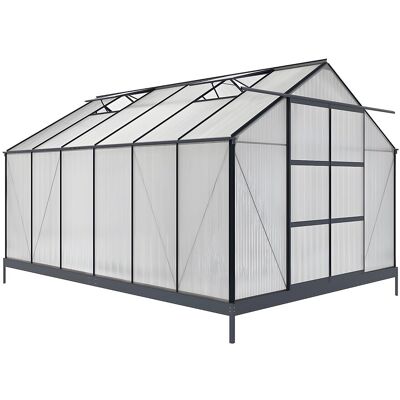 Vente-unique Gewächshaus mit Sockel - Polycarbonat - 13 m² - Anthrazit - KALIDA Vente-unique Gewächshaus mit Sockel - Polycarbonat - 13 m² - Anthrazit - KALIDA
