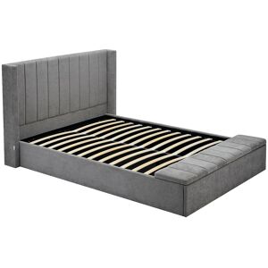 Vente-unique Bett mit Bettkasten & Bank - 160 x 200 cm - Stoff - Grau - DOUINO Vente-unique Bett mit Bettkasten & Bank - 160 x 200 cm - Stoff - Grau - DOUINO