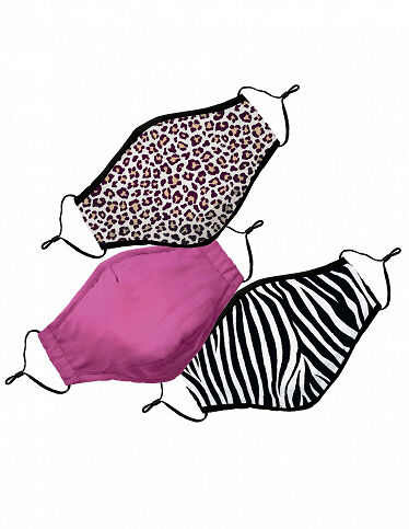 VEDIA Mund-Nasen-Schutz aus Stoff, 3er-Set, zebra, leopard, rosa