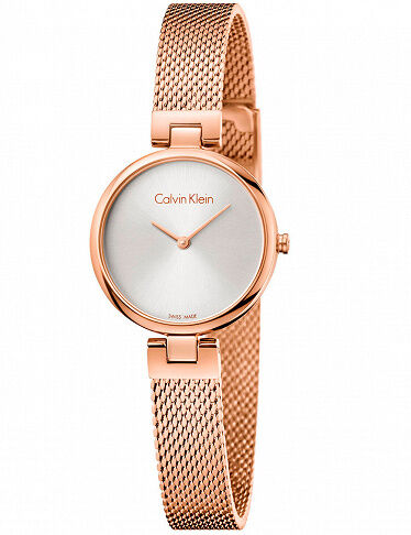 Calvin Klein Damenuhr, mit roségoldfarbenem Edelstahl-Armband