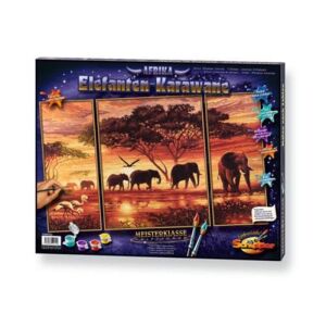 Dickie Toys Simba Dickie - Malen nach Zahlen - Elefanten-Karawane (Triptychon)