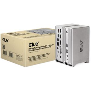 Club 3D CSV-1568 - USB Gen2 Type-C Triple Display DP 1.4 Alt mode Smart PD Charging Dock with 120 Watt PSU