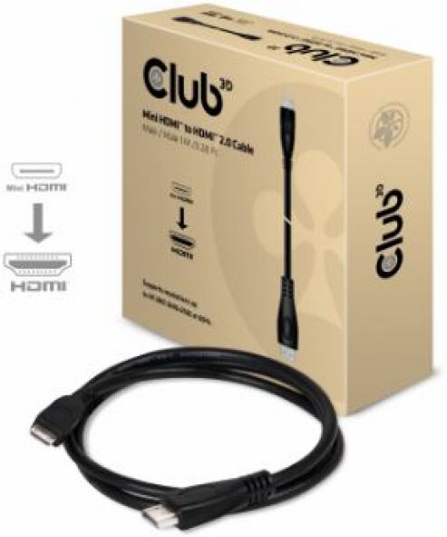 Club 3D CAC-1350 - Mini HDMI auf HDMI 2.0 4K60Hz Kabel Stecker / Stecker - 1 Meter