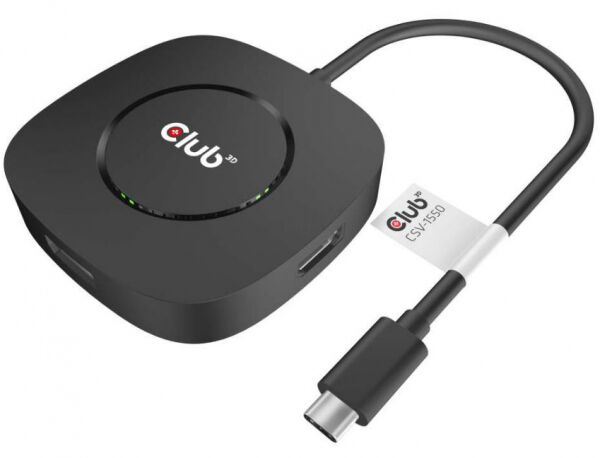 Club 3D CSV-1550 - USB Typ C 3.2 Gen 1 Multi Stream Transport (MST) Hub DisplayPort 1.4 Triple Monitor 4K60Hz mit DSC1.2