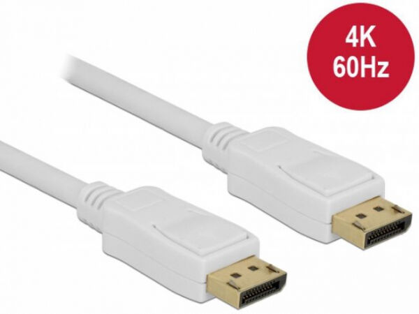 DeLock 84861 - Kabel Displayport 1.2 Stecker > Displayport Stecker 4K 60 Hz Weiss - 7 m