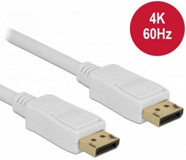 DeLock 84862 - Kabel Displayport 1.2 Stecker > Displayport Stecker 4K 60 Hz Weiss - 10 m