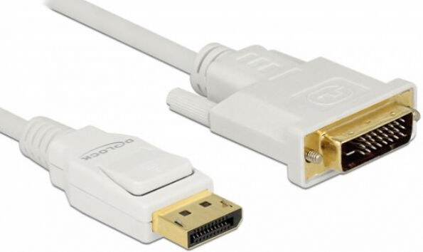 DeLock 83814 - Kabel Displayport 1.2 Stecker > DVI 24+1 Stecker Passiv 2 m Weiss