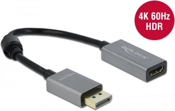 DeLock 66436 - Aktiver DisplayPort 1.4 zu HDMI Adapter 4K 60 Hz (HDR)