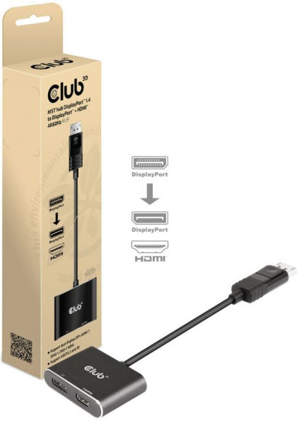 Club 3D CSV-7220 - MST Hub DisplayPort 1.4 auf DisplayPort + HDMI 4K60Hz St./B. Adapter