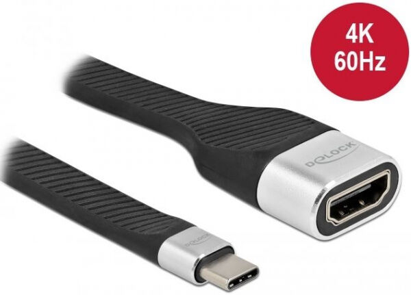 DeLock 86933 - FPC Flachbandkabel USB Type-C zu HDMI (DP Alt Mode) 4K 60 Hz - 14 cm