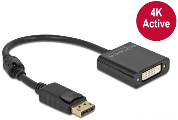 DeLock 63482 - Adapter DisplayPort 1.2 Stecker zu DVI Buchse 4K Aktiv schwarz