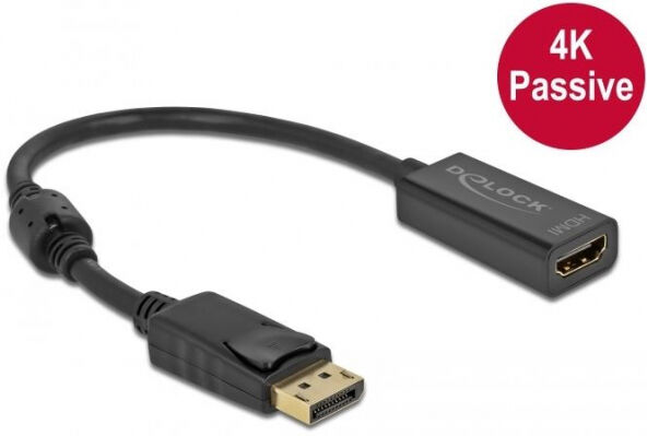 DeLock 63559 - Adapter DisplayPort 1.2 Stecker zu HDMI Buchse 4K Passiv schwarz