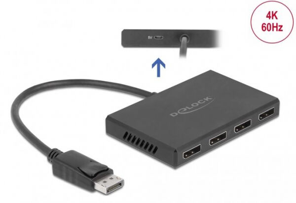 DeLock 87794 - DisplayPort 1.4 Splitter 1 x DisplayPort in zu 4 x DisplayPort out