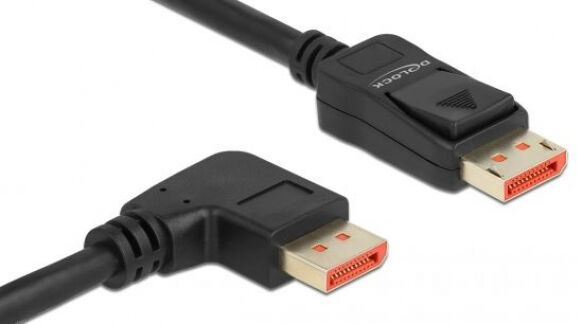 DeLock 87063 - DisplayPort 1.4 Kabel Stecker gerade zu Stecker 90 Grad rechts gewinkelt 8K 60 Hz - 2 m