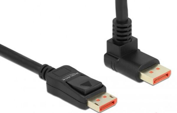 DeLock 87054 - DisplayPort 1.4 Kabel Stecker gerade zu Stecker 90 Grad oben gewinkelt 8K 60 Hz - 1 m