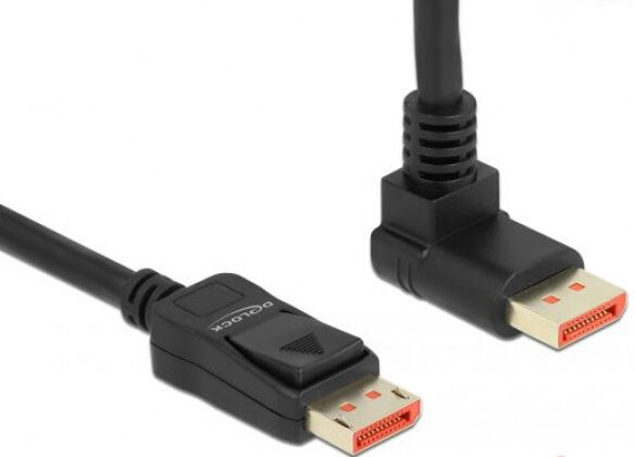 DeLock 87057 - DisplayPort 1.4 Kabel Stecker gerade zu Stecker 90 Grad oben gewinkelt 8K 60 Hz - 5 m