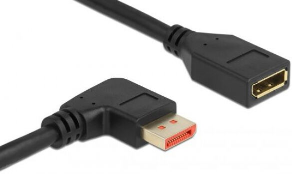 DeLock 87077 - DisplayPort 1.4 Verlängerungskabel Stecker 90 Grad rechts gewinkelt zu Buchse 8K 60 Hz - 1m