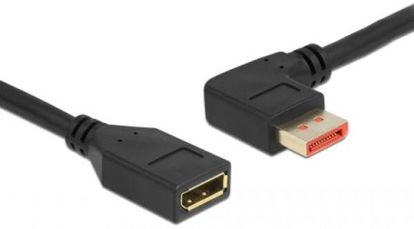 DeLock 87076 - DisplayPort 1.4 Verlängerungskabel Stecker 90 Grad links gewinkelt zu Buchse 8K 60 Hz - 3m