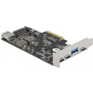 DeLock 90059 - PCI Express x4 Karte zu 3 x USB Type-C + 2 x USB Typ-A - SuperSpeed USB 10 Gbps - LP