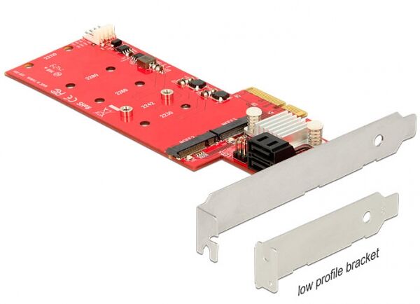 DeLock 89379 - PCI Express Karte > Hybrid 2 x intern M.2 NGFF + 2 x SATA 6 Gb/s mit RAID – Low Profile Form Faktor