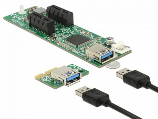 DeLock 41433 - Riser Karte PCI Express x1 > 2 x PCIe x1 mit 30 cm USB Kabel