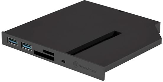 Silverstone ssT-FPS01 - Einschub für m-ITX Cases / 2 x USB3-A / 1 x USB3-C / CardReader / M.2 Slot