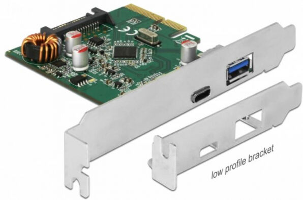 DeLock 90299 - PCIe Karte zu 1 x extern USB Type-C Buchse + 1 x extern USB Typ-A Buchse SuperSpeed USB 3.1 Gen 2