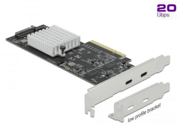 DeLock 89011 - PCIe x8 Karte zu 2 x extern USB 3.2 Gen 2x2 USB Type-C Buchse Dual Channel