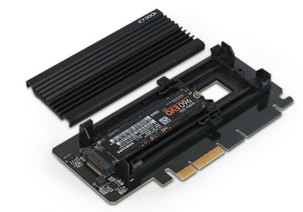 Icy Box MB987M2P-2B - 1 x M.2 NVMe SSD zu PCIe 3.0 x4 Adapter mit Kühlkörper