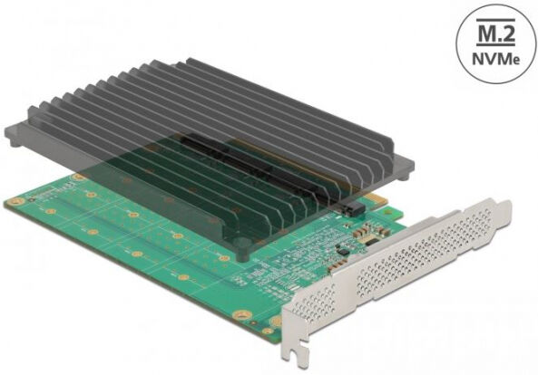 DeLock 90054 - PCI Express x16 Karte zu 4 x intern NVMe M.2 Key M mit Kühlkörper - Bifurcation